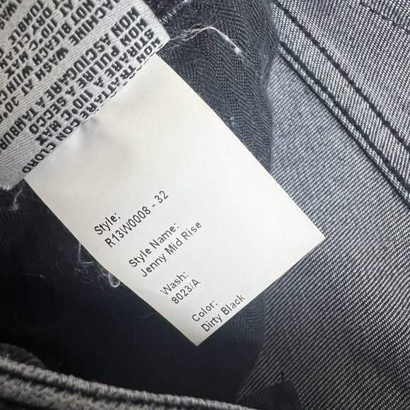 R13 Jeans Jenny Mid Rise Skinny Dirty Black Made In Italy Size 27 - Picture 9 of 13